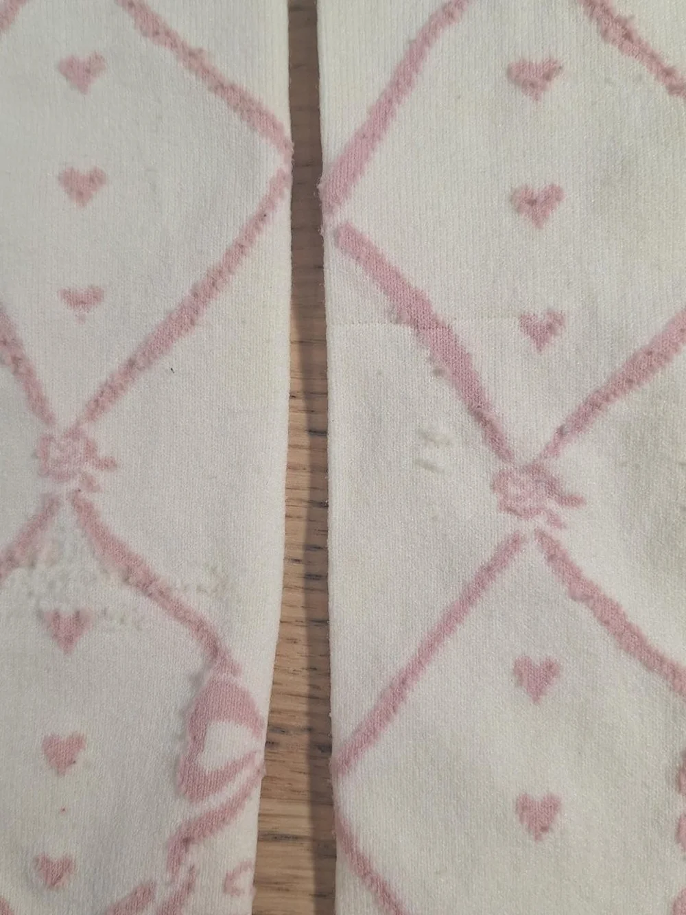Innocent World Ivory Pink Ballet Ribbon OTK Socks | Classic Lolita